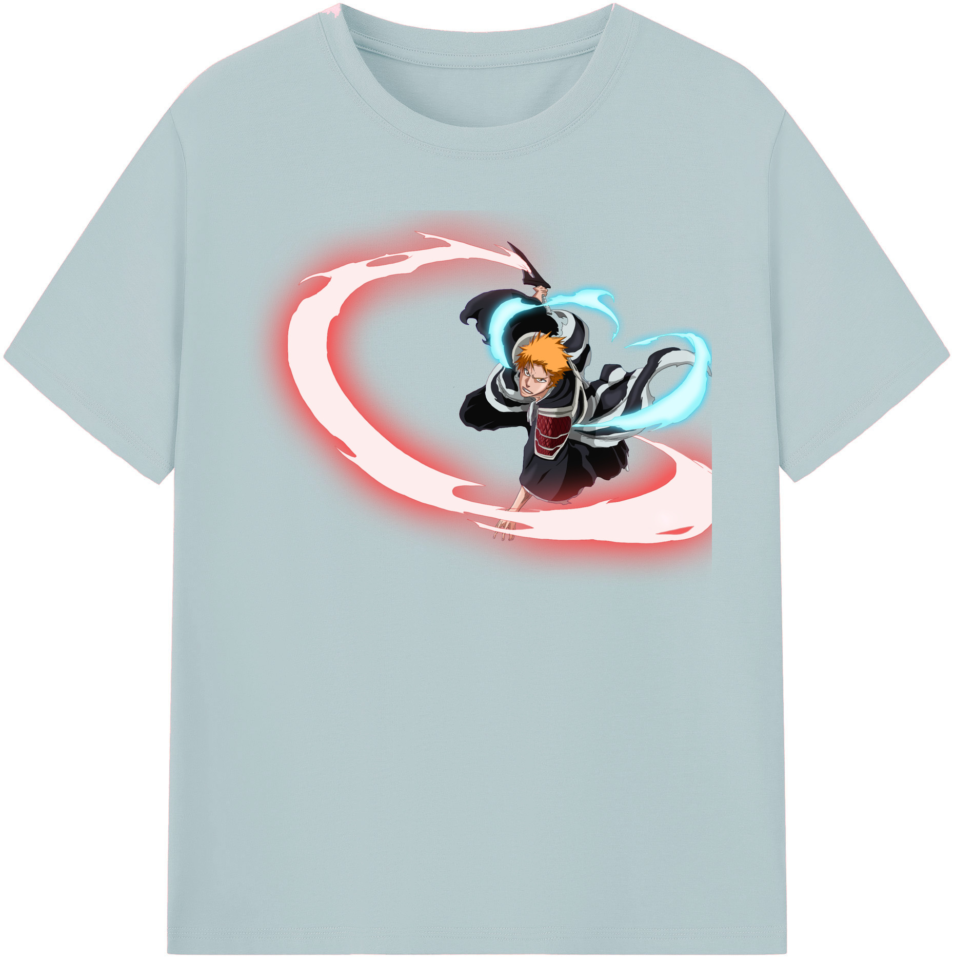 （画像用） ブリーチ 黒崎一護（くろさき いちご）BLEACH Kurosaki Ichigo 綿100％半袖Tシャツ（フロントプリント）